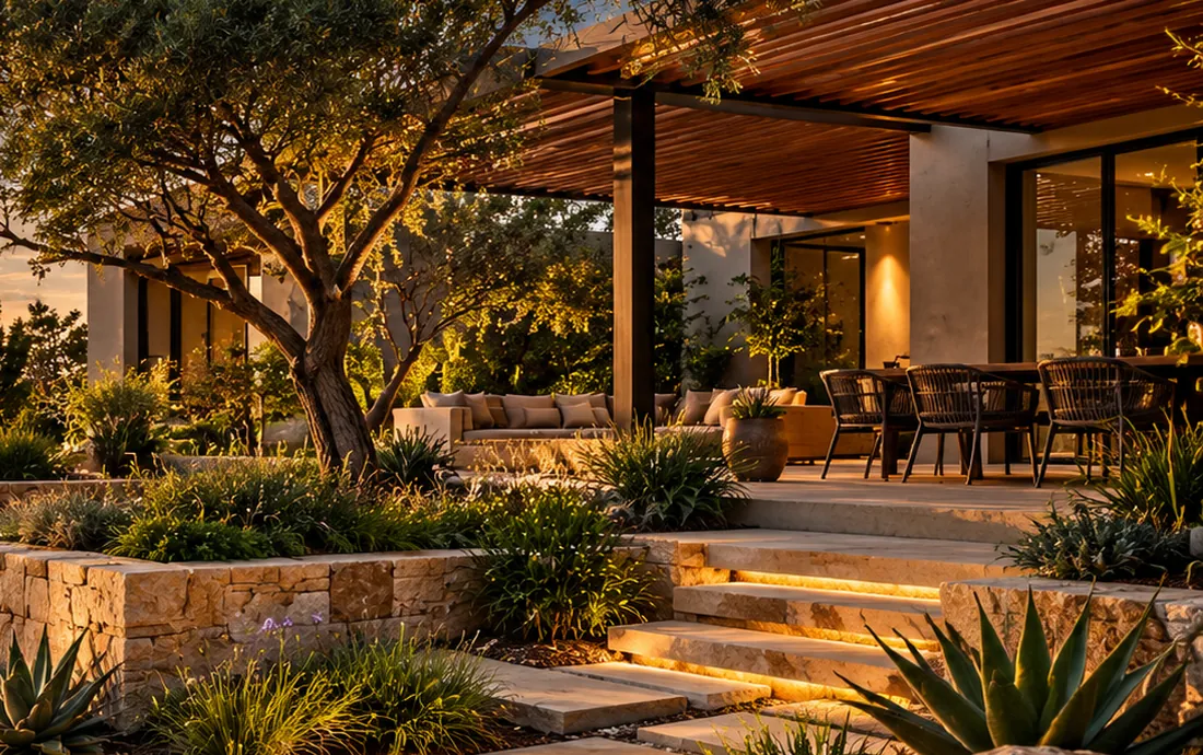 Conceptual landscape scene illustrating outdoor living